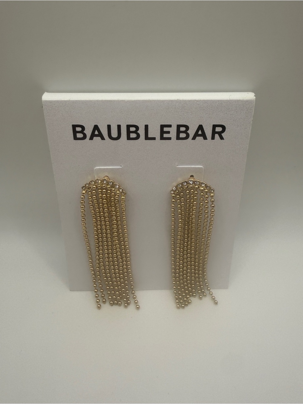 BaubleBar Gold Cascading Bead Fringe Earrings